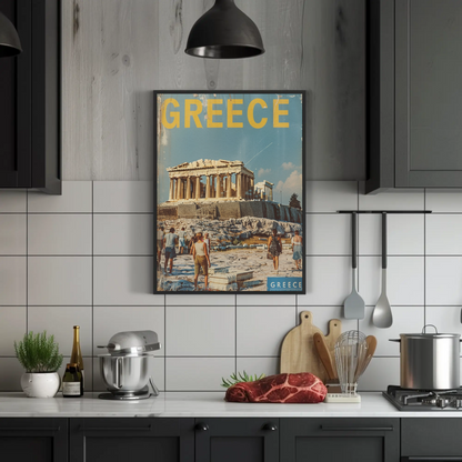 Greece Acropolis with Tourists Poster