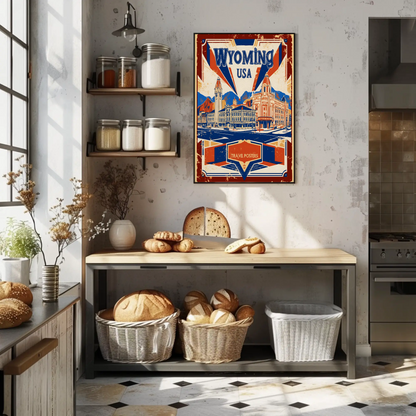 Wyoming USA Historic Main Street Vintage Travel Poster