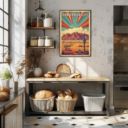 San Tan Valley Arizona Sunset Desert Vintage Travel Poster