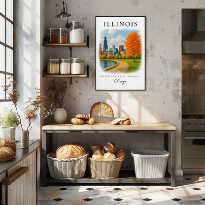 Illinois, Chicago Signature Series Vintage Travel Poster