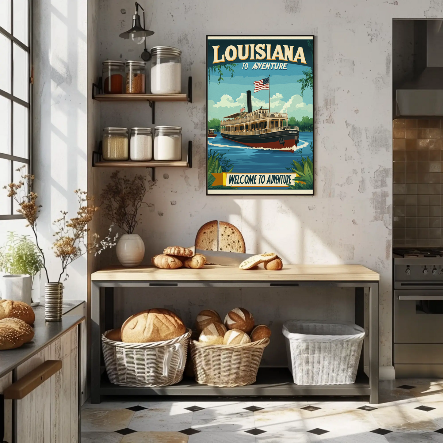 Vintage Travel Poster - Louisiana Steamboat Adventure