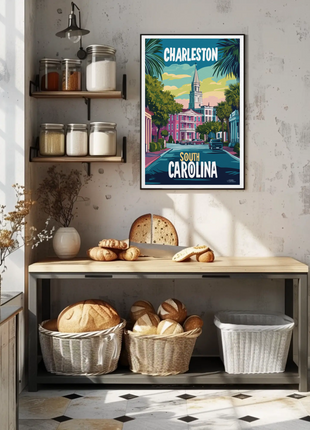 Charleston Cityscape Vintage Poster