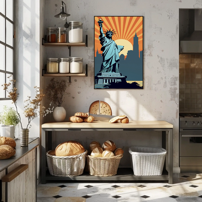 Statue of Liberty New York Vintage Travel Poster
