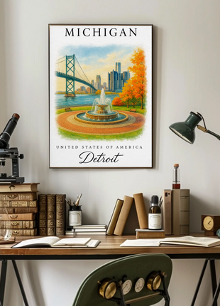 Michigan, Detroit Signature Series Vintage Travel Poster