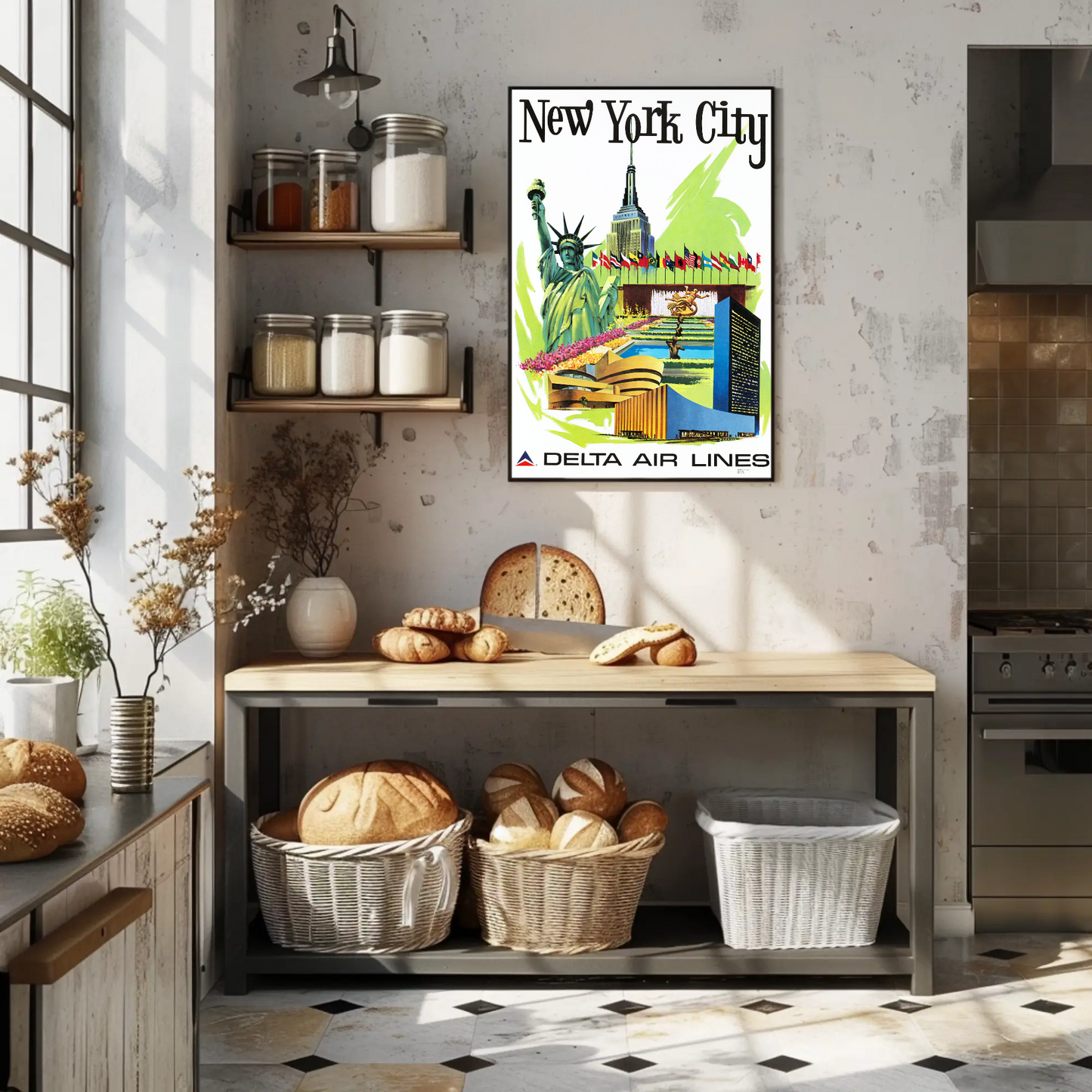 New York City Air Lines Travel Poster