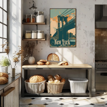 New York Brooklyn Bridge Vintage Poster