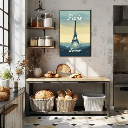 Paris, France - Eiffel Tower Vintage Style Poster