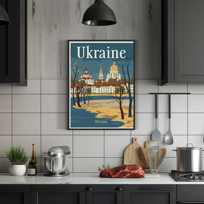 Ukraine Cityscape Vintage Poster