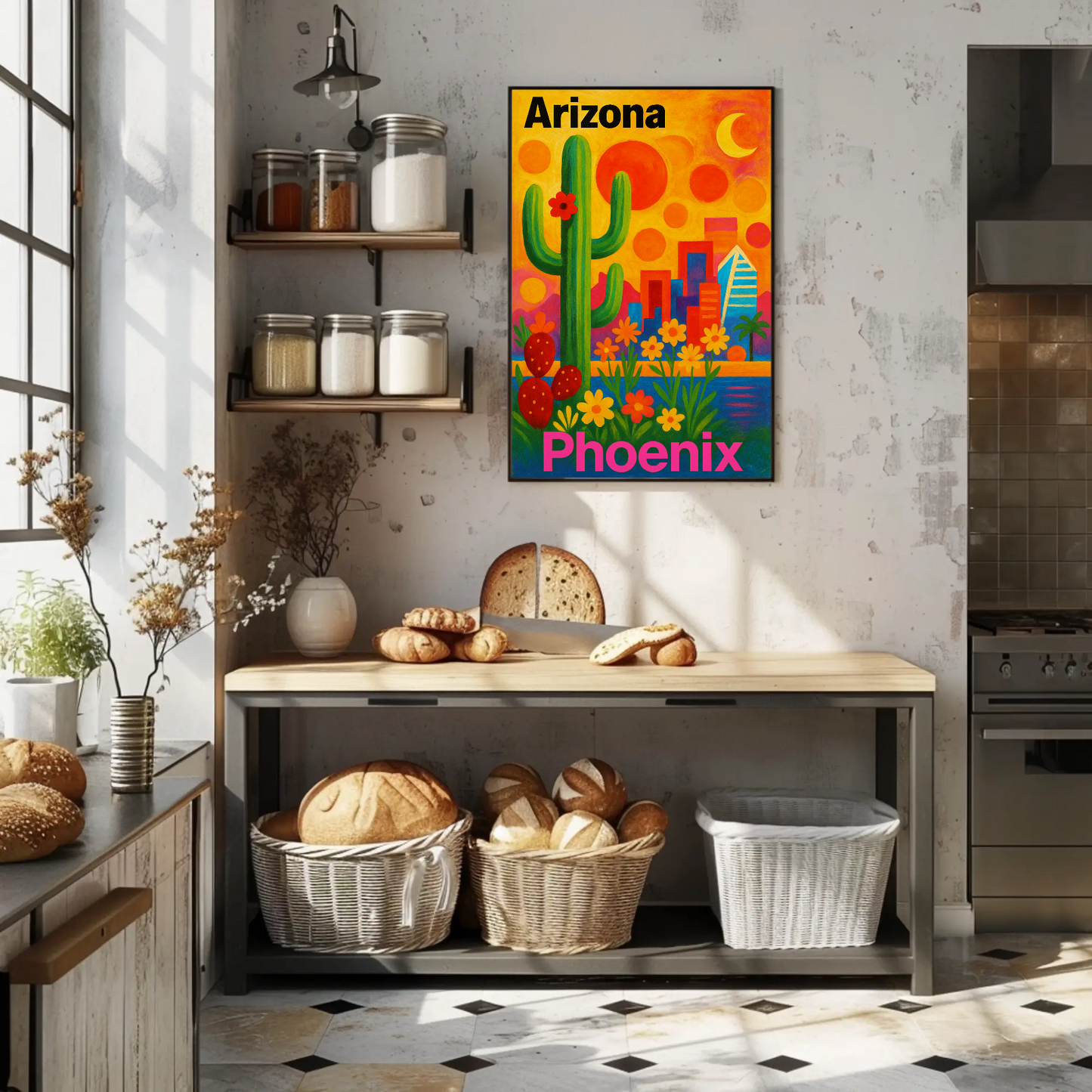 Arizona Phoenix Skyline Vintage Travel Poster Art