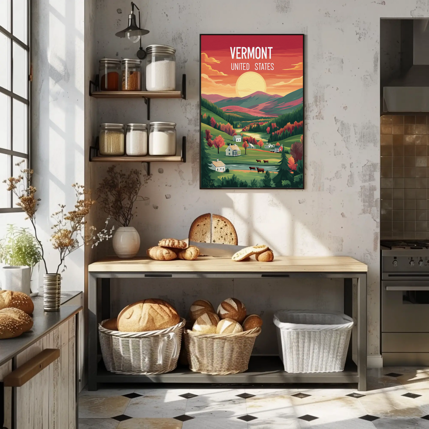 Vermont Vintage Poster - Sunset Valley