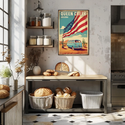 Queen Creek Arizona Vintage Travel Poster Artwork