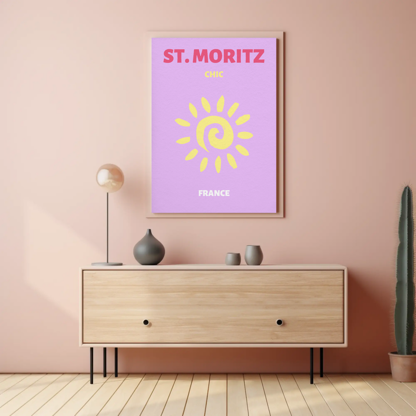 St Moritz Chic Sun Graphic Retro Travel Poster
