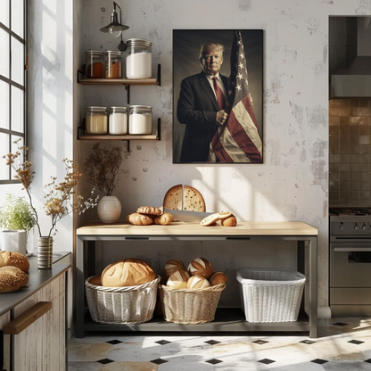 Vintage President Trump 2025 Poster American Flag Portrait