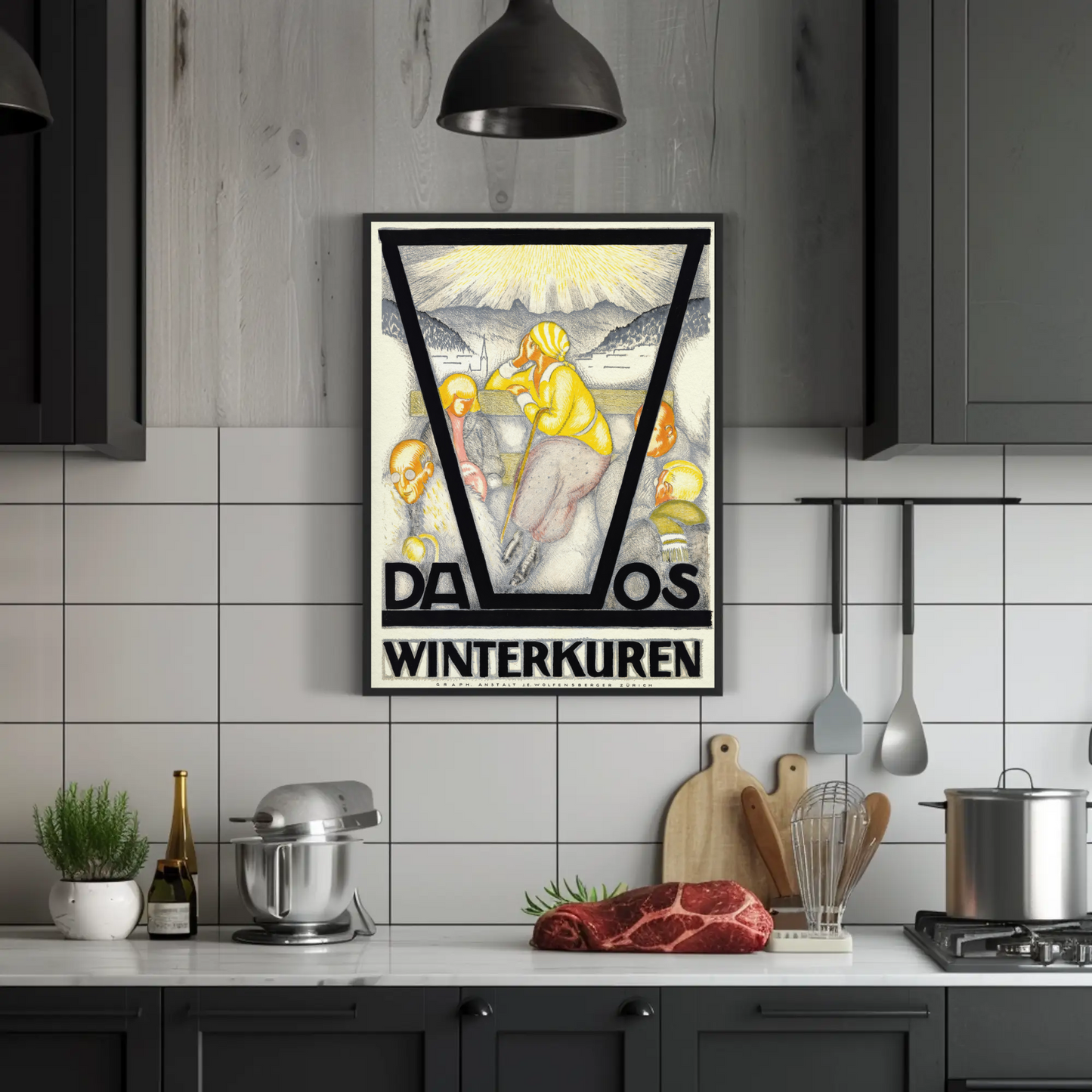Davos Winterkuren Vintage Poster