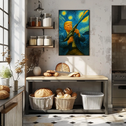 Donald Trump Starry Night Blaster Futuristic Action Vintage Travel Poster