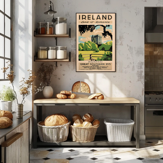 Ireland - Land of Romance Vintage Travel Poster