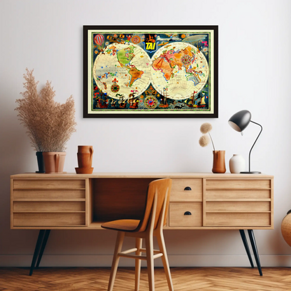 Vintage World Travel Map Poster