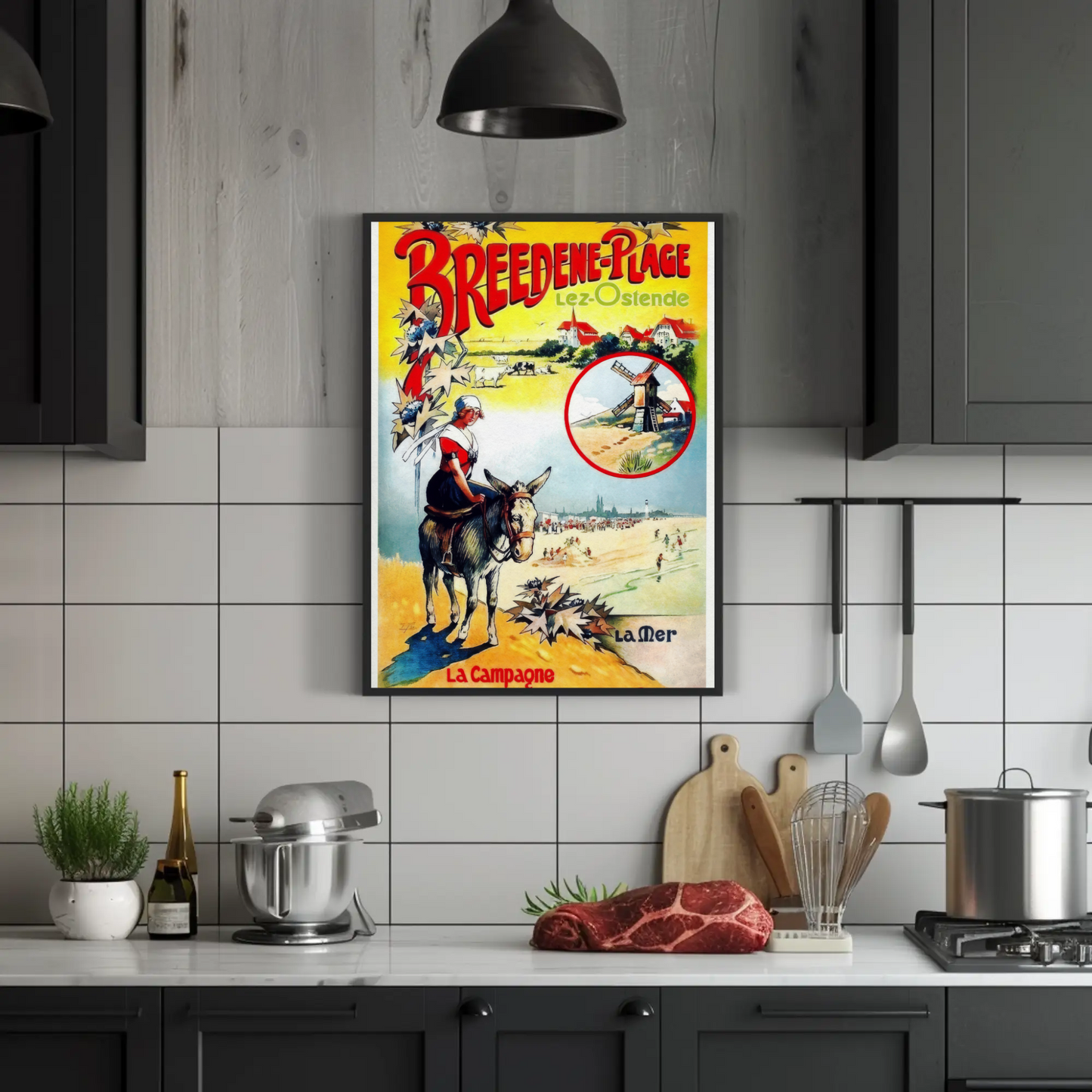 Breedene-Plage, Lez-Ostende Vintage Poster