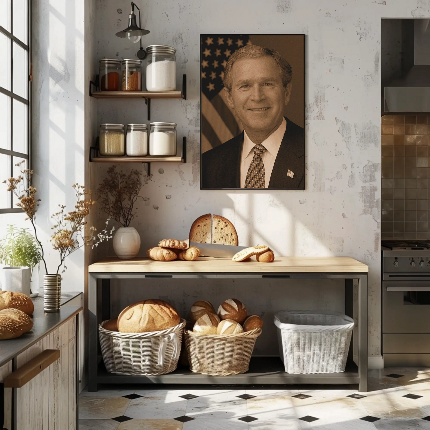 George W. Bush 43rd President Sepia Photo