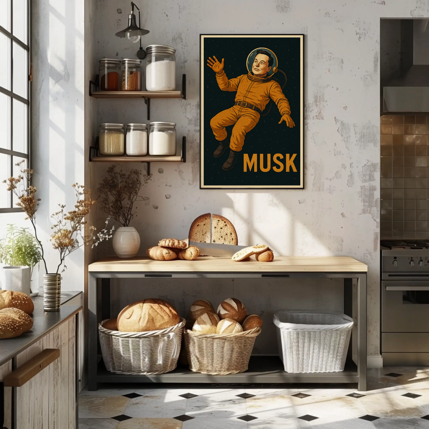 Elon Musk Astronaut Space Poster