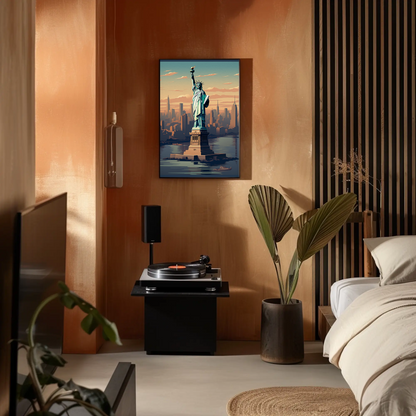 New York Liberty Vintage Travel Poster