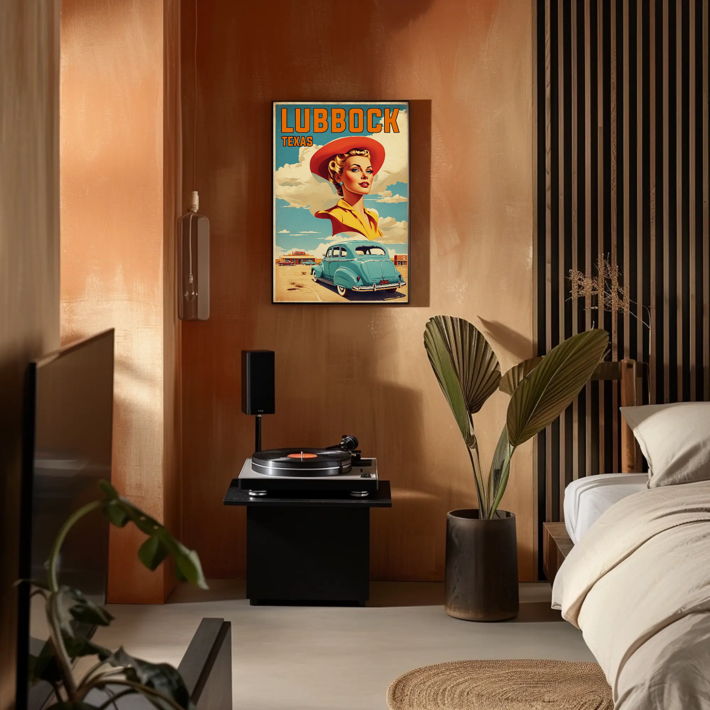 Lubbock Texas Retro Americana Vintage Travel Poster