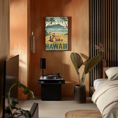 Hawaii Beach Dog Travel Poster