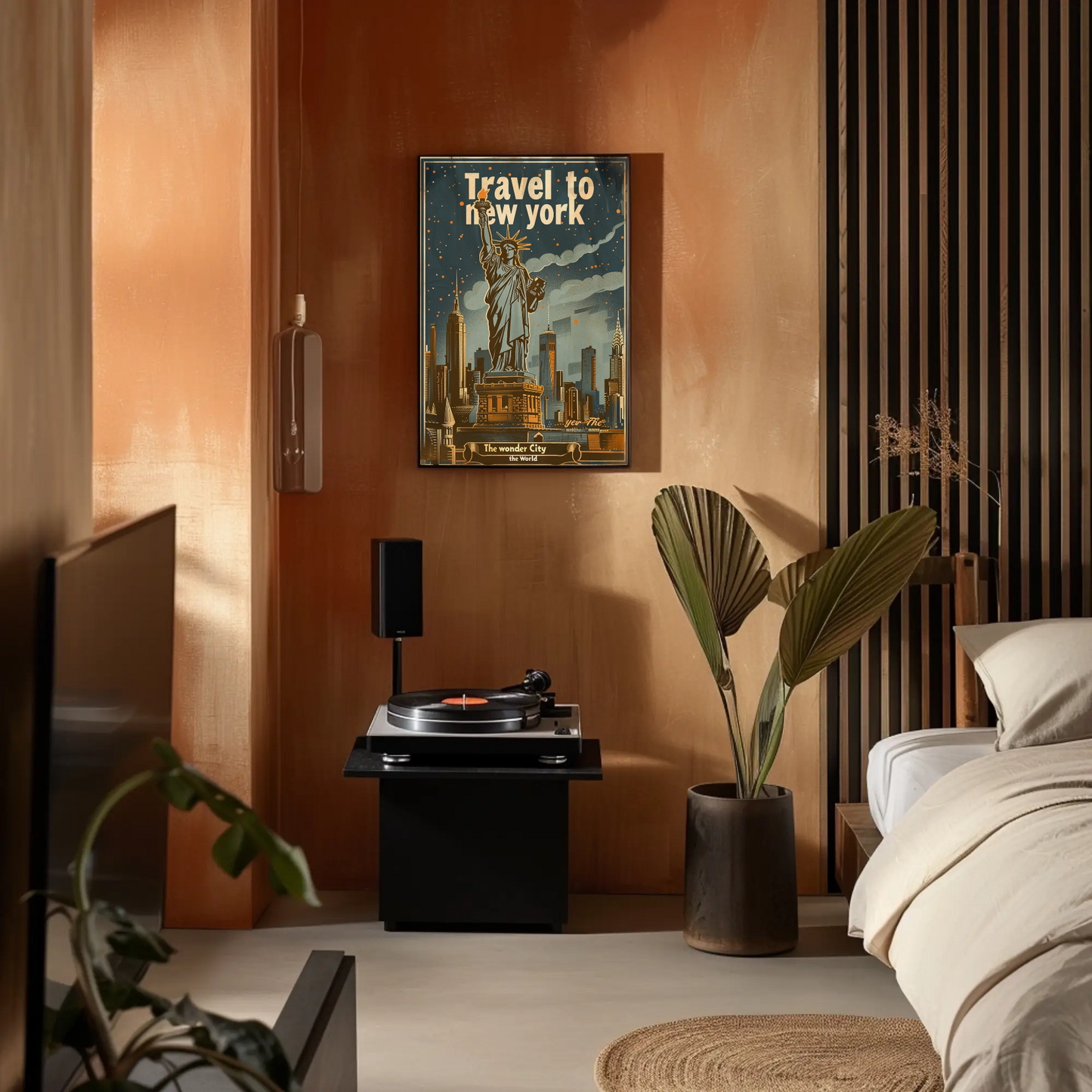 Travel to New York Statue of Liberty Vintage Poster