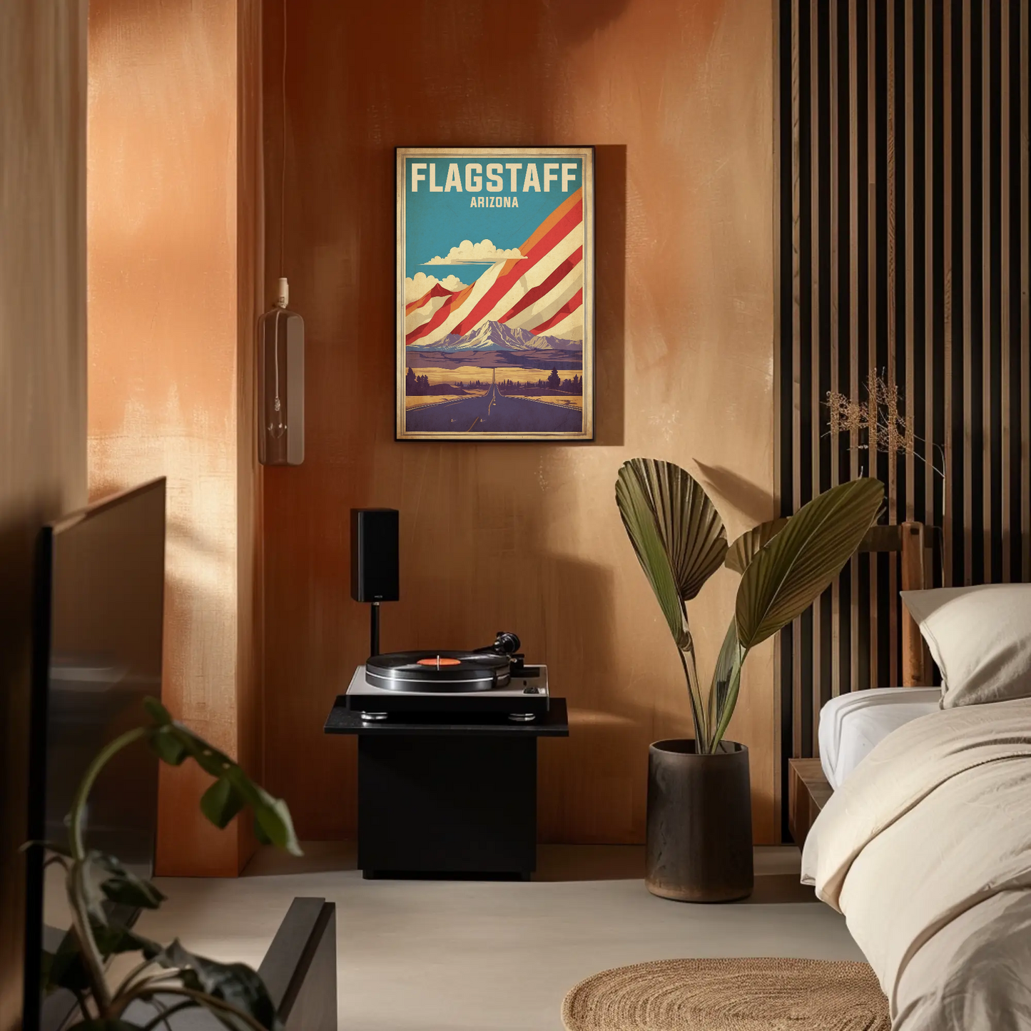 Flagstaff Arizona Mountains Roadscape Vintage Travel Poster