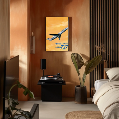 United Airlines Super 727 Vintage Poster