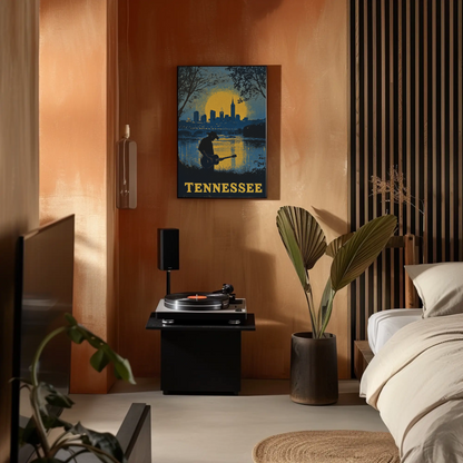 Tennessee Vintage Poster - Music and Cityscape