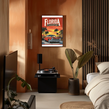 Florida Sunset Adventure Vintage Travel Poster