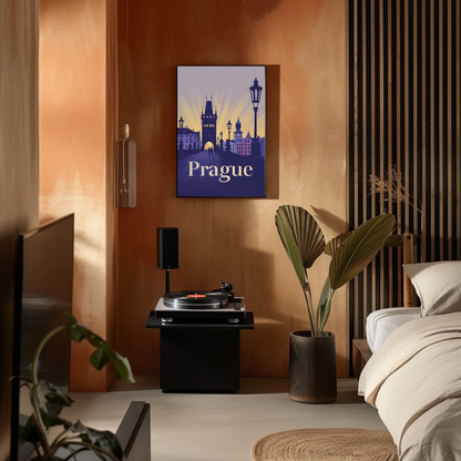 Prague Charles Bridge Sunset Silhouettes Poster