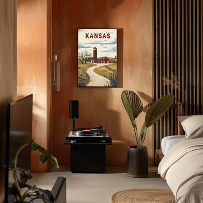 Kansas Prairie House Vintage Poster