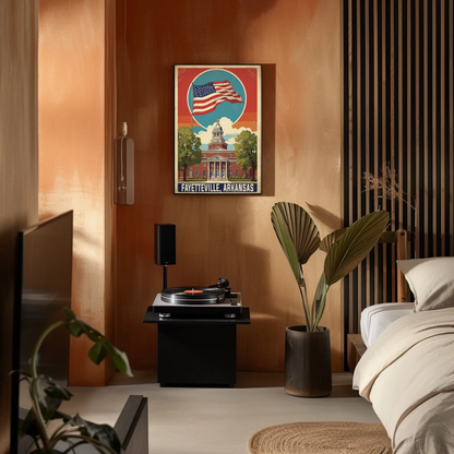 Fayetteville Arkansas Capitol Building Vintage Travel Poster