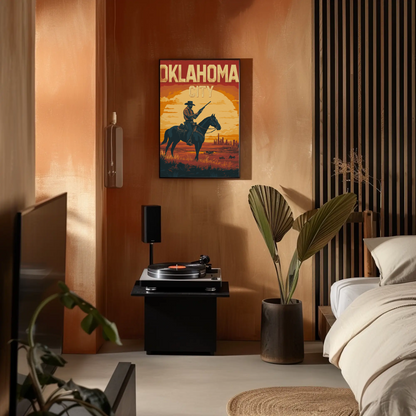 Oklahoma City Vintage Poster - Desert Cowboy Scene