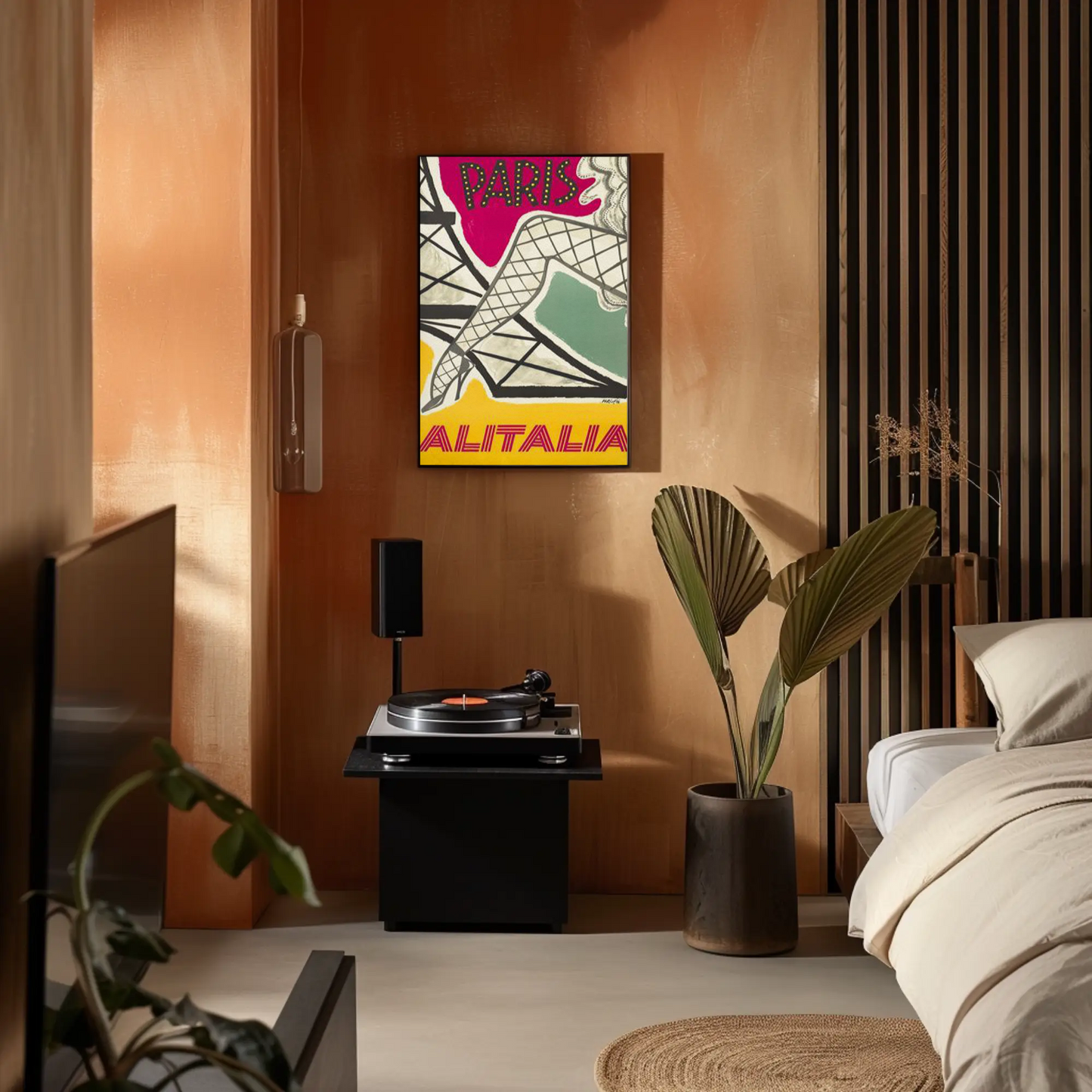 Paris Alitalia Vintage Fashion Travel Poster