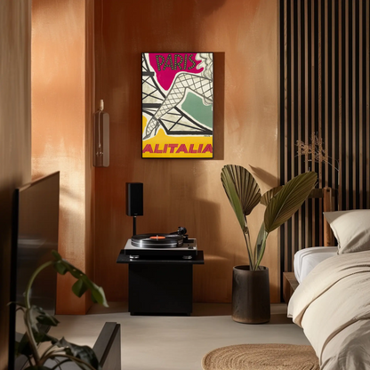 Paris Alitalia Vintage Fashion Travel Poster