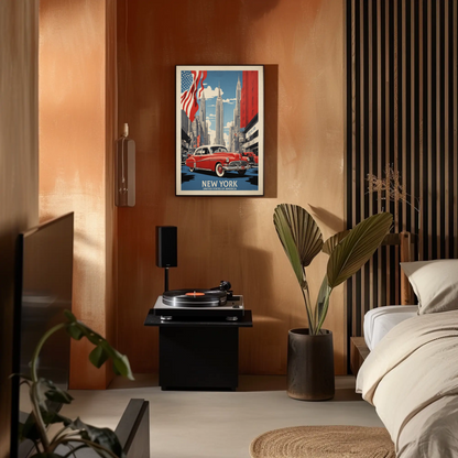 New York American Dream Cars Vintage Travel Poster