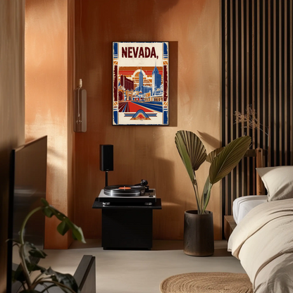 Nevada USA Desert Skyline Retro Vintage Travel Poster