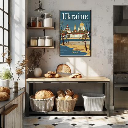 Ukraine Cityscape Vintage Poster