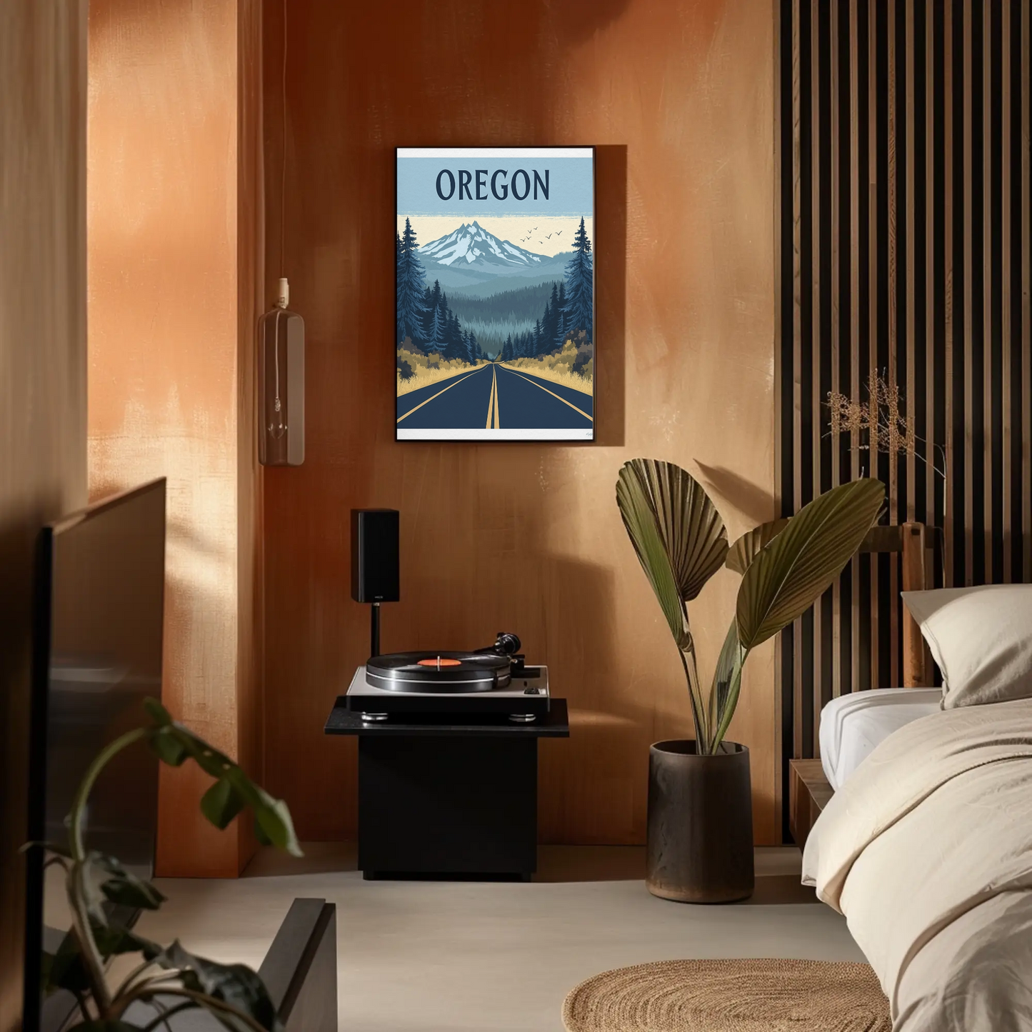 Oregon Road to the Mountains Vintage Travel Poster