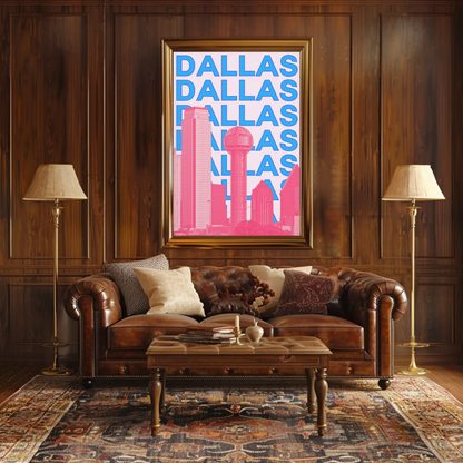Dallas Texas Skyline Poster Retro Travel Poster