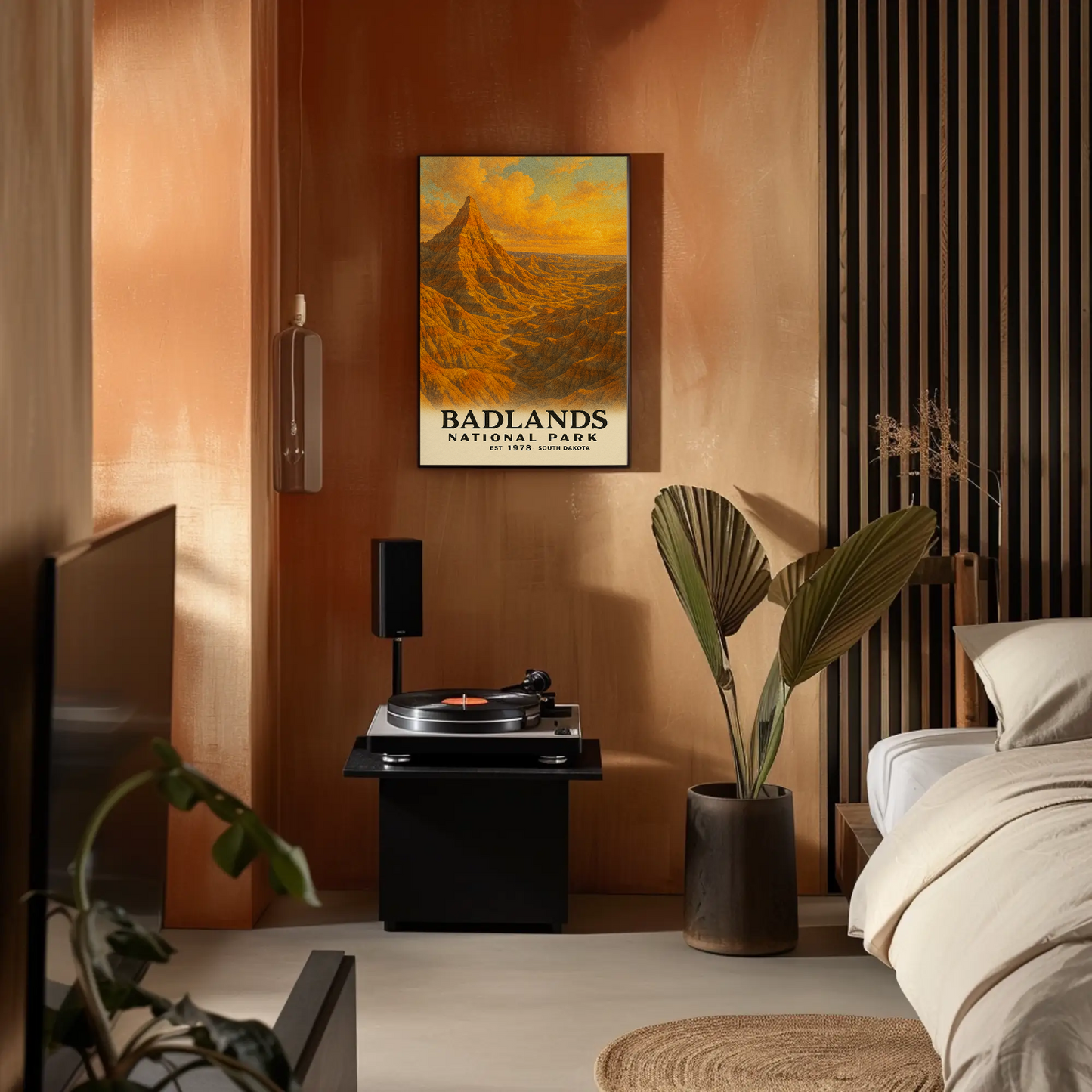 Badlands National Park South Dakota Painting Vintage Travel Poster