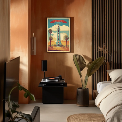 Gilbert Arizona Blue Tower Palm Desert Vintage Travel Poster