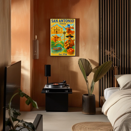 San Antonio Texas Poster With Alamo Vintage Travel Poster