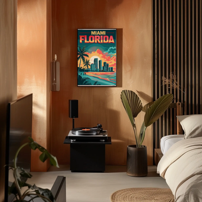 Miami Florida Sunset Vintage Poster