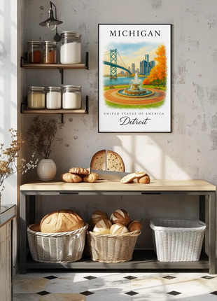 Michigan, Detroit Signature Series Vintage Travel Poster