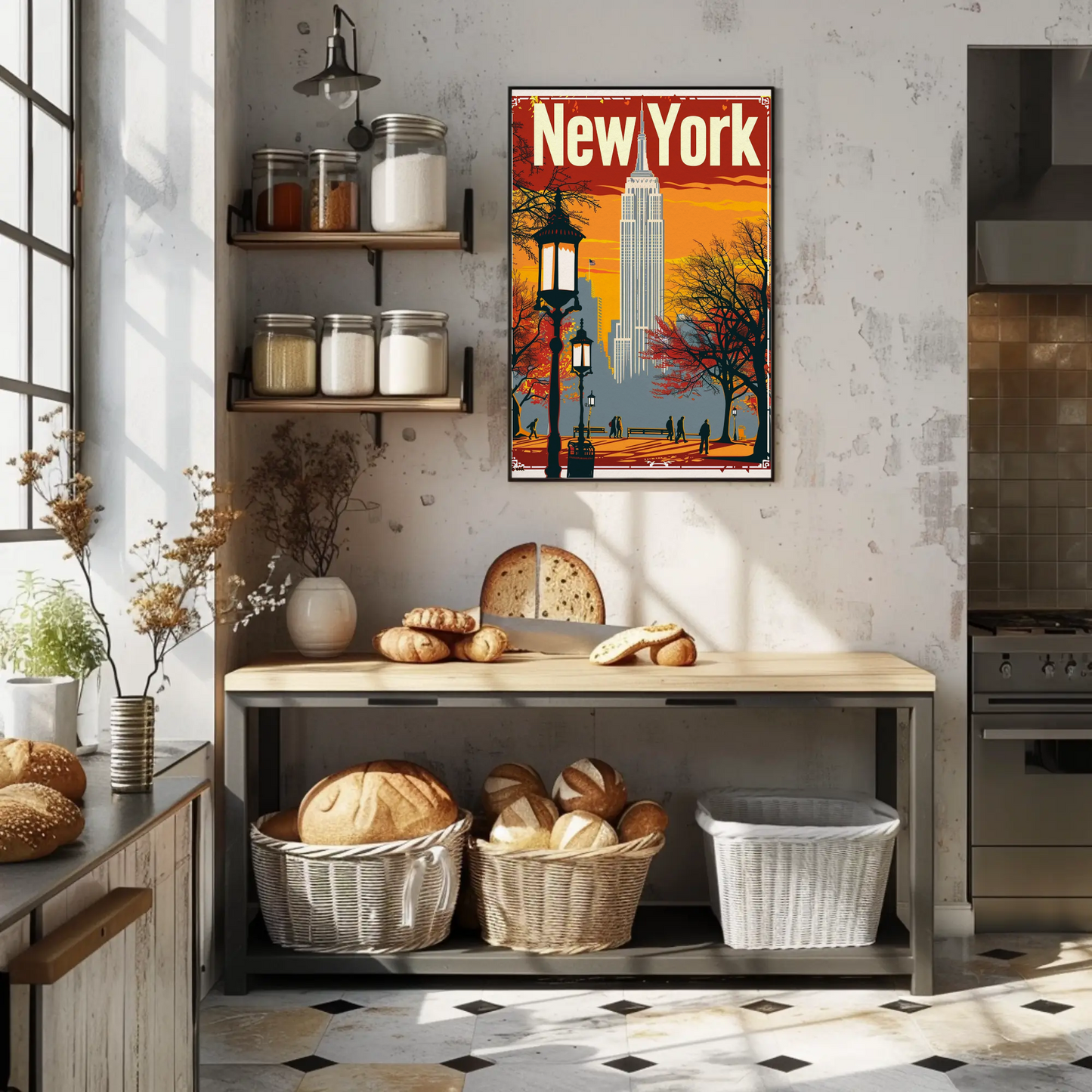 Empire State Building Vintage New York Style Poster