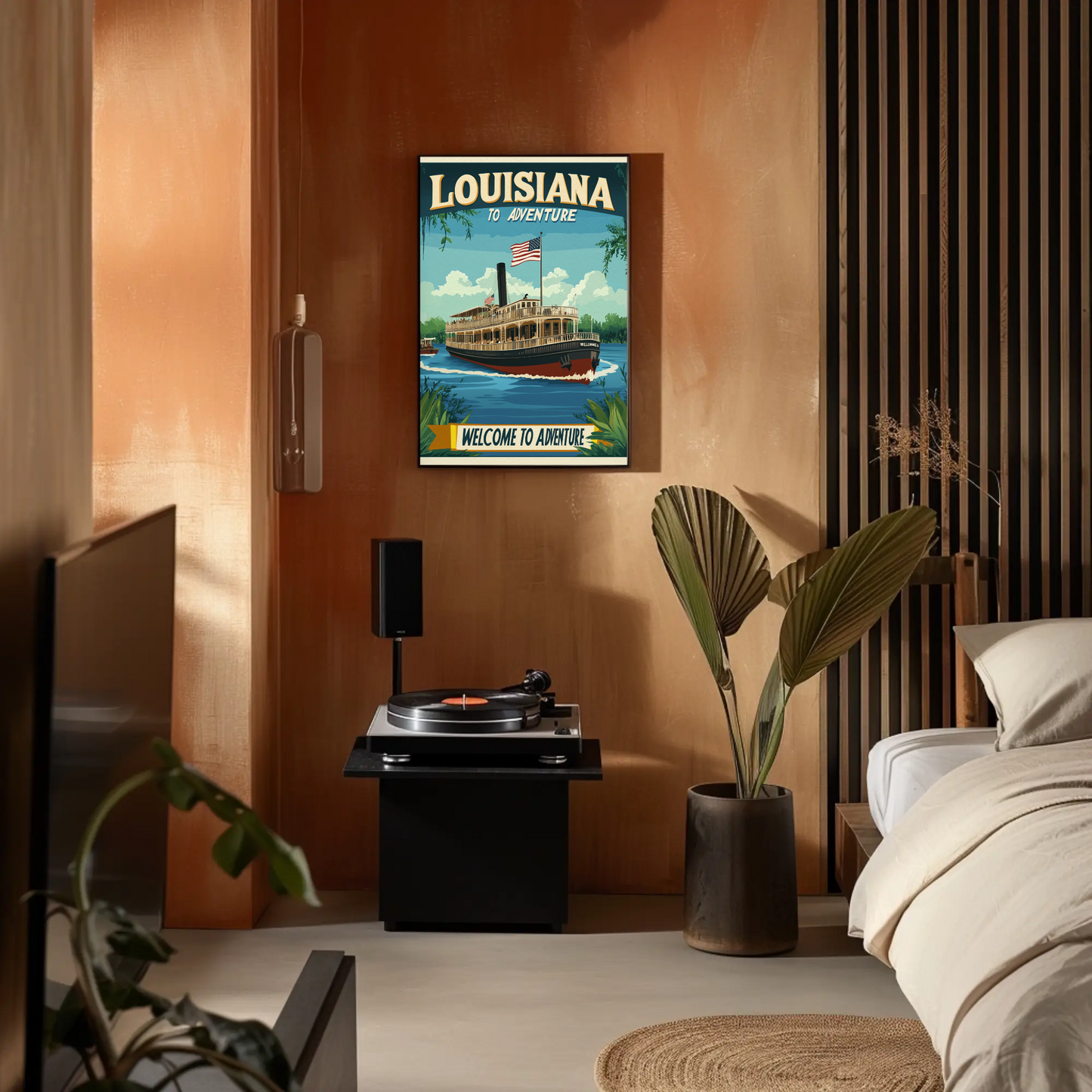 Vintage Travel Poster - Louisiana Steamboat Adventure